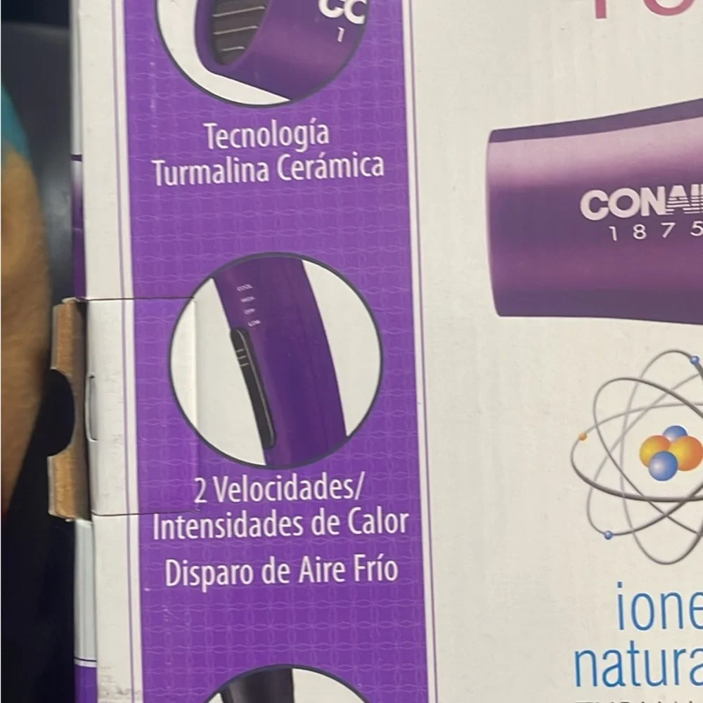 Purple Hair Dryer CONAIR 1875 WATTS POWERFUL VALENTINES DAYπππππβ€οΈgift - Picture 2 of 5
